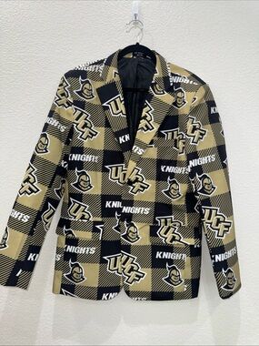 UCF Knights Blazer Gold Black Check Sports Coat Jacket Men’s 21x31.5 No Size Tag